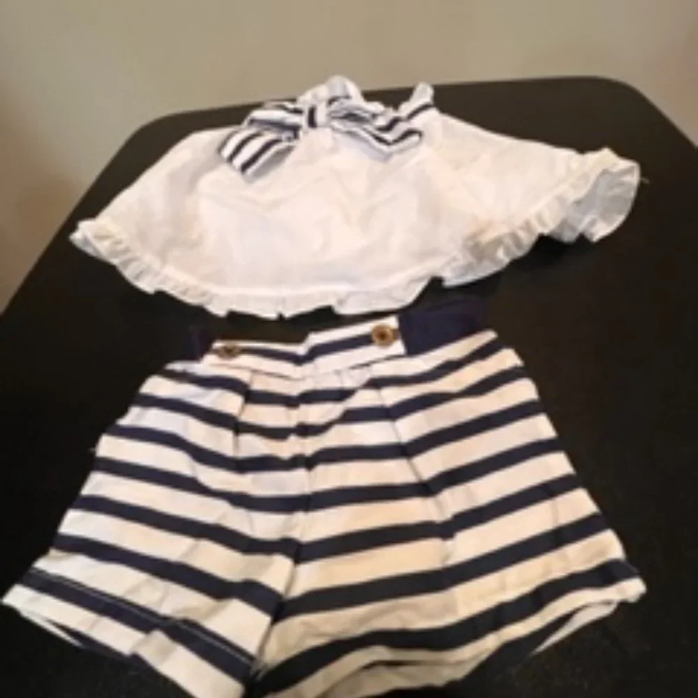 Savannah 2 pieces shorts and halter top 12 months blue and white NWT